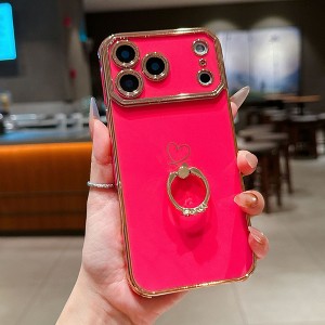 HTUTWOO for iPhone 17 Case, Electroplated Shockproof Lightweight Phone Protective Cover with Ring Stand for Girls Women - 1 of 4