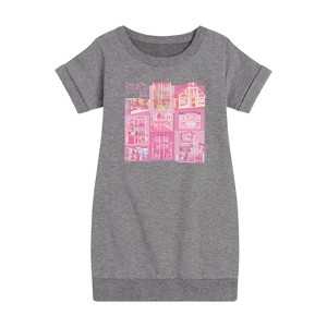 Girls' - Barbie - Living the Dream Graphic Short Sleeve Fleece Dress - 1 of 3