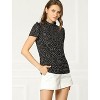 Allegra K Women's Ruffled Retro Short Sleeve Office Polka Dots Blouses - 4 of 4