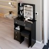 VYNXARIA 29.2" Small Size Left Drawer Desktop Vanity Table&Cushioned Stool, Large Sliding,High Capacity Storage, Suitable for Small Space£¬Black - 3 of 4