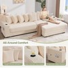 110.75" Modular L-Shaped Sofa Bed, Corduroy Sectional Couch with Footstool, 8 Pillows, Cup Holders & Side Pockets, Sleeper Sofa for Living Room - 3 of 4