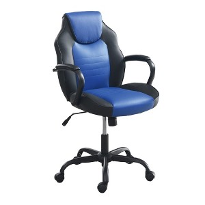 Simple Relax Office Chair with Padded Armrests in Black and Blue - 1 of 4