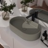 CASAINC 24'' Oval Concrete Bathroom Vessel Sink with Drainer, Cold Concrete Gray - 4 of 4