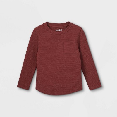 Toddler Boys' Ottoman Knit Long Sleeve T-Shirt - Cat & Jack™ Maroon 5T