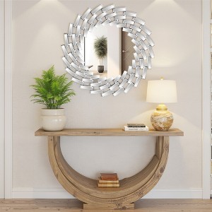 Wooakway 32" Modern Circle Mirror Layered Rings in Silver - 1 of 4