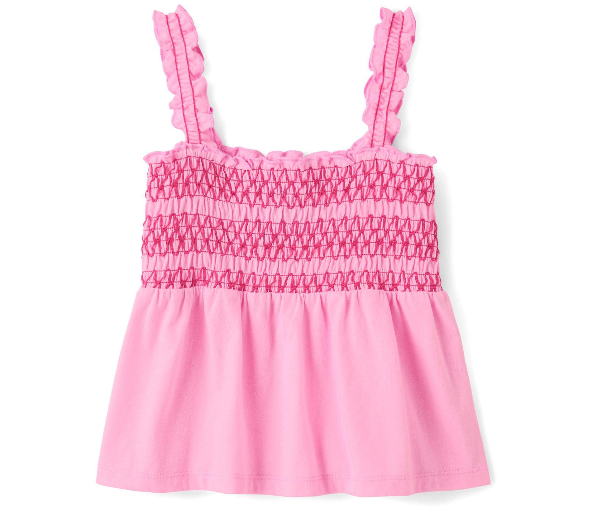 The Children's Place Girls Sleeveless Contrast Smocked Peplum Tank Top