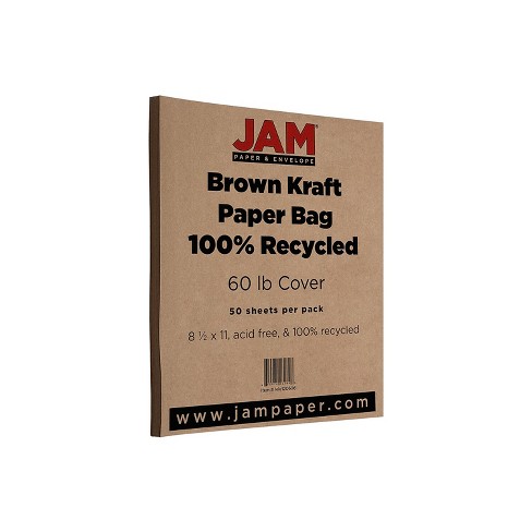 JAM Paper Matte 60 lb. Cardstock Paper 8.5 x 11 Brown Kraft 50  Sheets/Pack (LEKR120606)