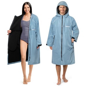 SUN CUBE Swim Parka Men Women, Unisex Hooded Changing Robe with Warm Fleece Lining for Swimming, Surfing, Water Sports - 1 of 4