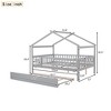 Twin/Full Size House Bed Frame with Twin Size Trundle, Wooden Daybed with Fence - ModernLuxe - 3 of 4