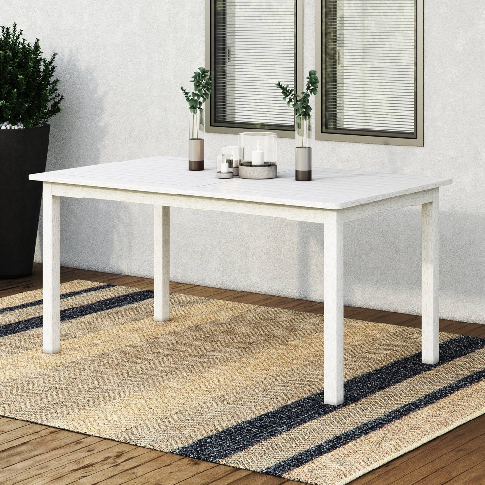 Outdoor Rectangle Dining Table - Whitewash - CorLiving