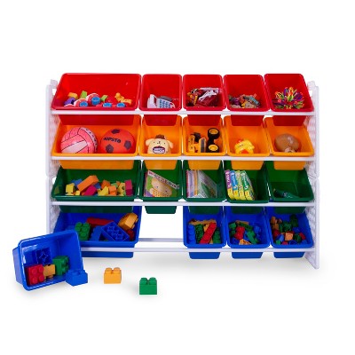 Primary Color Toy Organizer with 20 Removable Plastic Bins