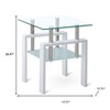 HomeRoots 20" Clear and White Glass and Metal Square End Table With Shelf - 3 of 4