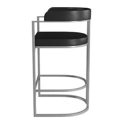 Cannonwood Black Faux Leather and Silver Metal Counter Height Stool