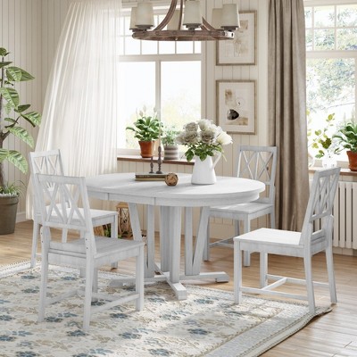 Nicbex Extendable Dining Table Set for 4 Wood Kitchen Table Set with 4 Chairs with Backrest for Living Room, Kitchen, Dining Room Restaurant