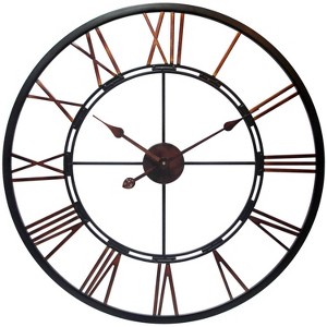 Infinity Instruments 28" Metal Fusion Wall Clock Black : Modern Analog, Indoor Decorative Timepiece - 1 of 4
