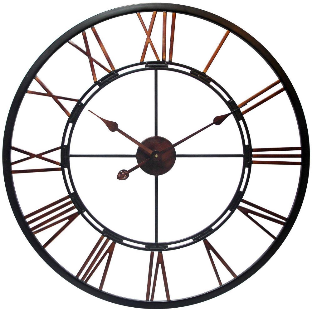 Photos - Wall Clock Infinity Instruments 28" Metal Fusion  Black : Modern Analog, Indoor Decorative Timepiece