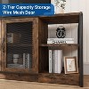 Farmhouse TV Stand , Industrial Entertainment Center With Double Mesh Doors and Storage Cabinet, Rustic Media Console Table for Living Room, Grey - 4 of 4
