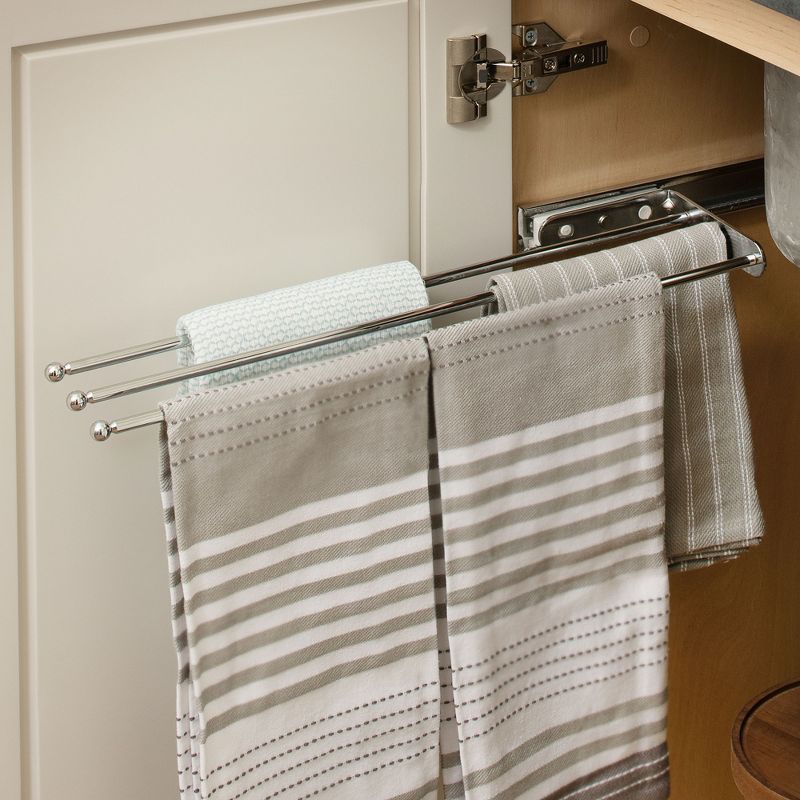 Rev-A-Shelf Under Cabinet Kitchen Steel 3 Prong Extension Pull Out Organization Dish Hand Towel Bar Rack, 3 of 7