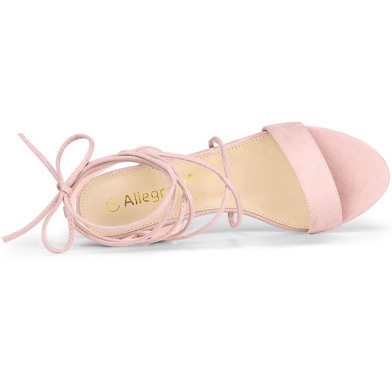 Allegra K Women's Lace Up Block High Heels Sandals, 4 of 8