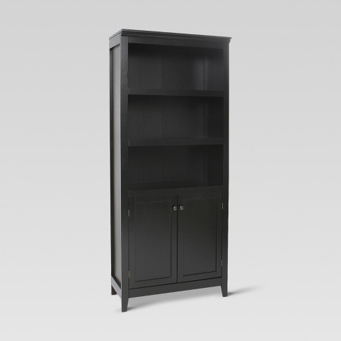 72 Carson 5 Shelf Bookcase With Doors, Black 3 Shelf Bookcase Target