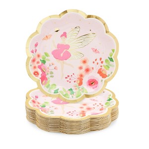 Sparkle and Bash 48 Pack Fairy Tea Party Paper Plates for Girls Floral Birthday Supplies (9 In) - 1 of 4