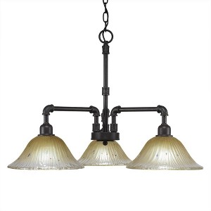 Toltec Lighting Vintage 3 - Light Chandelier in  Dark Granite with 10" Amber Crystal  Shade - 1 of 1
