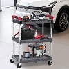 3 Tier Folding Utility Cart with Wheels, Lockable, Stainless Steel Collapsible Service Cart, 133 lbs per tier, Restaurant, Garage, Office Outdoors. - 2 of 4