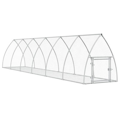 vidaXL Rabbit Hutch Silver Galvanized Steel Large Durable Rabbit Hutch