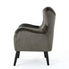 Modern Velvet Curved Wingback Chair, Upholstered Accent Chair, Button-Tufted Arm Chair with Oak Frame and Black Legs -Christopher Knight Home - 4 of 4