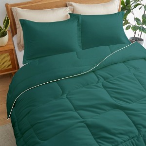 Peace Nest 3 Piece Reversible Silky Luxury Soft Satin Comforter with 2 Satin Pillowcases - 1 of 4