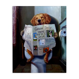 Stupell Industries Dog Reading Newspaper On Toilet Canvas Art - 1 of 4