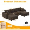 TiramisuBest 102.4" Plush Corduroy 4-Seat Sofa with 2 Ottomans, Deep Seat Cloud Couch, Convertible Lounge Sofa,Grey - 3 of 4