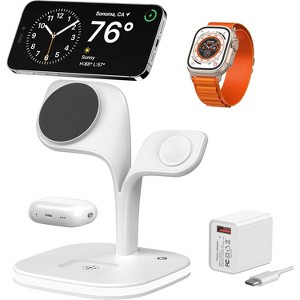 HTUTWOO Charging Station, Magnetic Wireless Charger, 5 in 1 Fast Mag-Safe Wireless Charger Stand for iPhone, Apple Watch and Airpods - 1 of 4