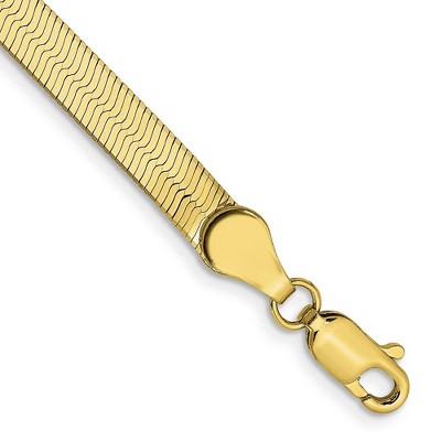 Black Bow Jewelry 4mm 10k Yellow Gold Solid Herringbone Chain Bracelet