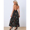 Allegra K Women's Sleeveless Halter Neck Boho Elastic Waist Floral Maxi Summer Sundresses - 3 of 4