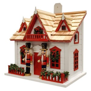 Home Bazaar 11" LED Lite Nutcracker Bird House White - 1 of 4