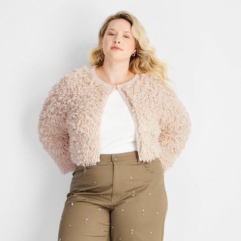Women s Textured Cropped Cardigan Future Collective Cream 4x Target