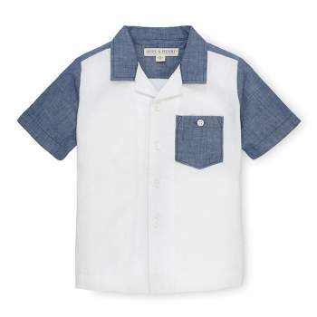 Hope & Henry Boys' Linen Short Sleeve Camp Shirt, Kids
