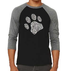 LA Pop Art Men's Raglan Baseball Word Art T-shirt - Dog Paw - 1 of 4
