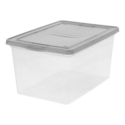 Clear Stackable Plastic Storage Bins with Lids, 58 Quart, Set of 5