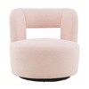Kumasinova Modern 360° Swivel Chair, Teddy Fabric Accent Chair, Curved Barrel Chair, Comfy Round Reading Chair for Living Room, Bedroom, Nursery - 3 of 4