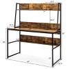 Tangkula Mufti-Functional Computer Desk PC Workstation with Open Bookcase Natural/ Rustic Brown/ Coffee - 3 of 4