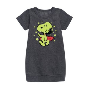 - Peanuts - Vampire Snoopy Stars Graphic Short Sleeve Fleece Dress - 1 of 4