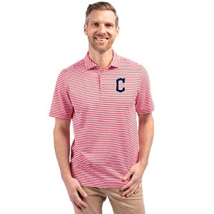 Cleveland Guardians1 Cutter & Buck Virtue Eco Pique Stripe Recycled Mens Polo - 1 of 1