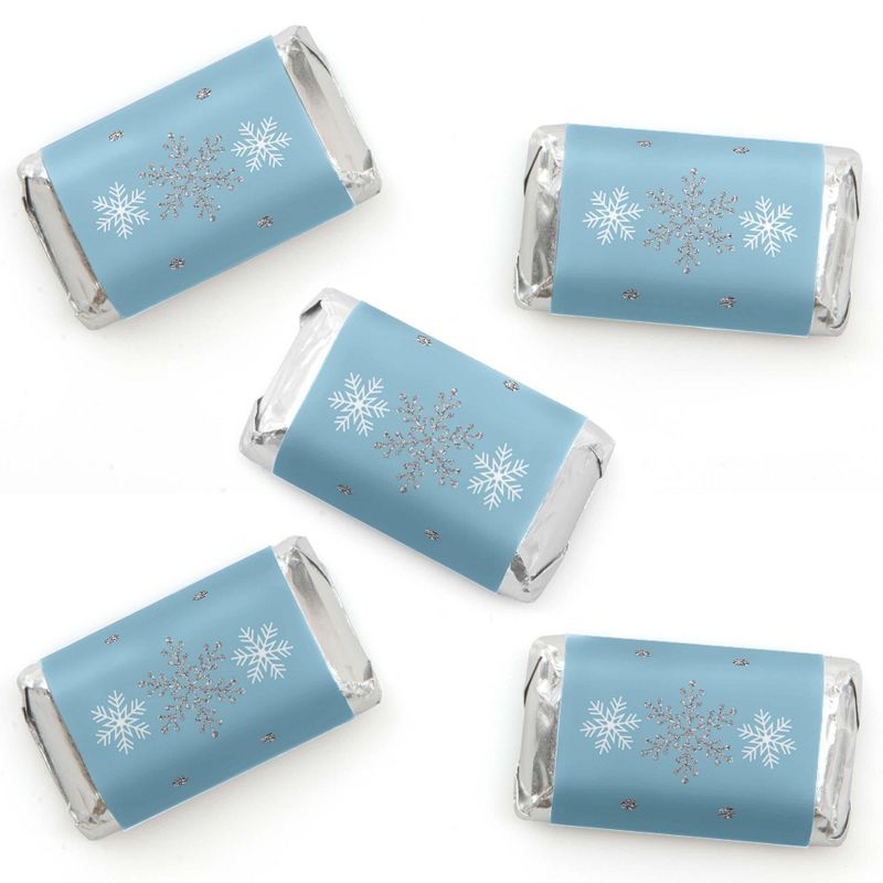 Big Dot of Happiness Winter Wonderland - Mini Candy Bar Wrapper Stickers - Snowflake Holiday Party and Winter Wedding Small Favors - 40 Count, 1 of 7