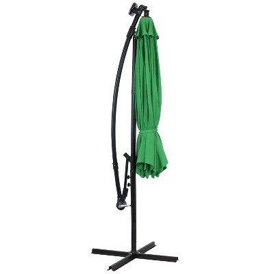 Emerald Green 9' Steel Cantilever Patio Umbrella with Solar LED Lights