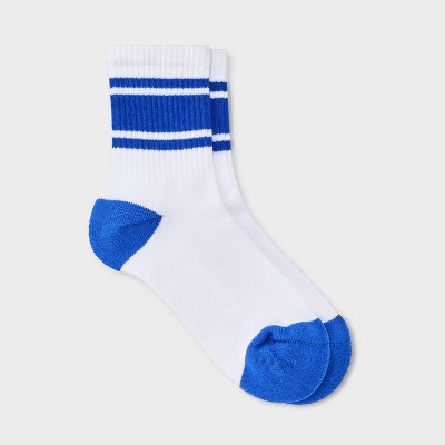 Women's Game Day Varsity Stripe Ribbed Cushioned Mid Crew Socks - Wild Fable™