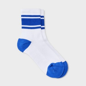 Women's Game Day Varsity Stripe Ribbed Cushioned Mid Crew Socks - Wild Fable™ - 1 of 3
