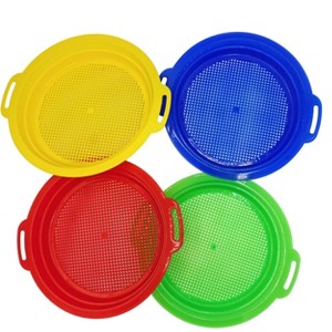 4E's Novelty 4 Pack Sand Sifter – 8.75" Sandbox Toys for Kids, Durable Beach Rock Strainers - 1 of 4