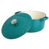 Spice by Tia Mowry Savory Saffron 3.9 Quart  Enameled Cast Iron Dutch Oven with Lid in Teal - 2 of 4